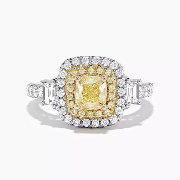 New Women’s 925 Silver Citrine Diamond Ring - Picture 5 of 6